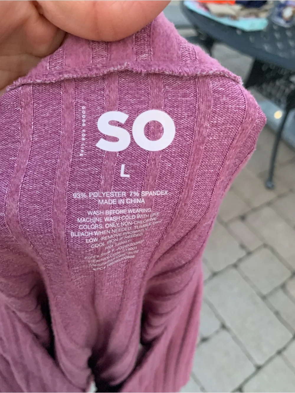 Sonoma mauve ribbed v-neck cardigan size L